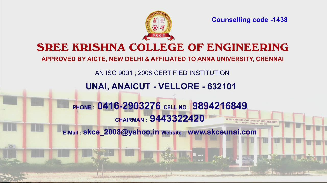 Sree Krishna College Of Engineering in Anaicut,Vellore Best Colleges