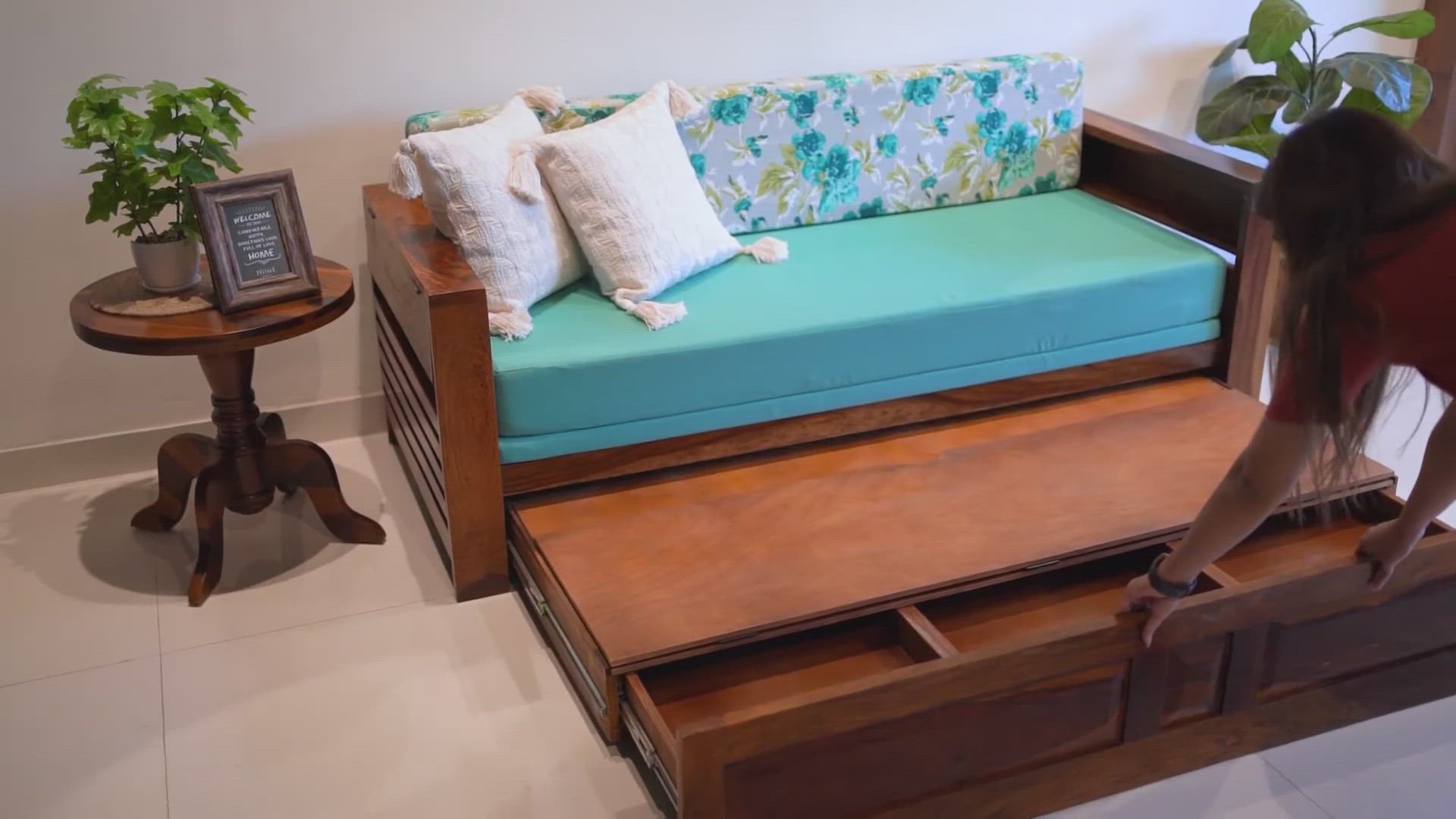 Wooden Street Feltro Sheesham Wood Sofa Bed With Storage (King