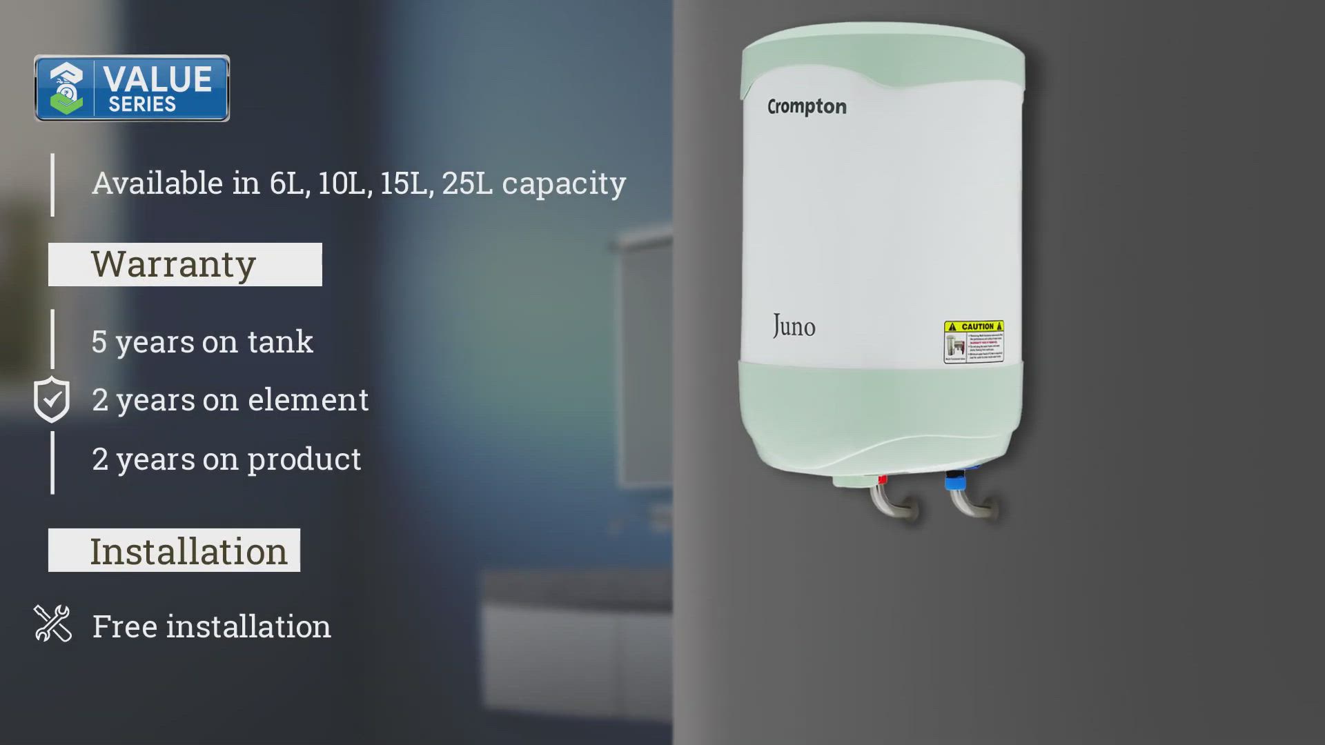 25 Litre Regallio Crompton Gas Geyser Crompton Juno 25 Litre